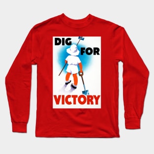 Dig For Victory Propaganda Print With Child and Shovels Long Sleeve T-Shirt